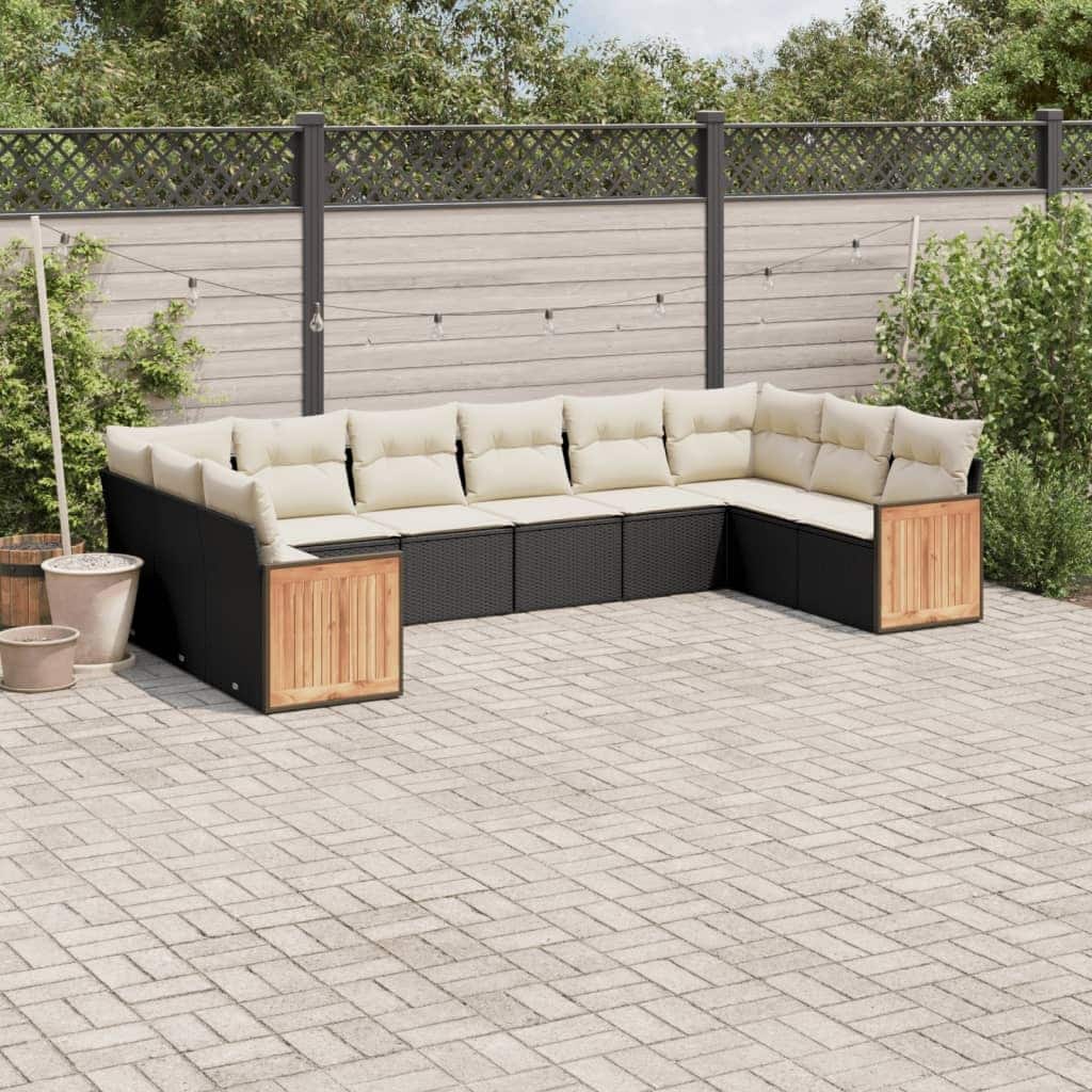 vidaXL Patio Sofa Set with Cushions Outdoor Conversation Furniture Poly Rattan
