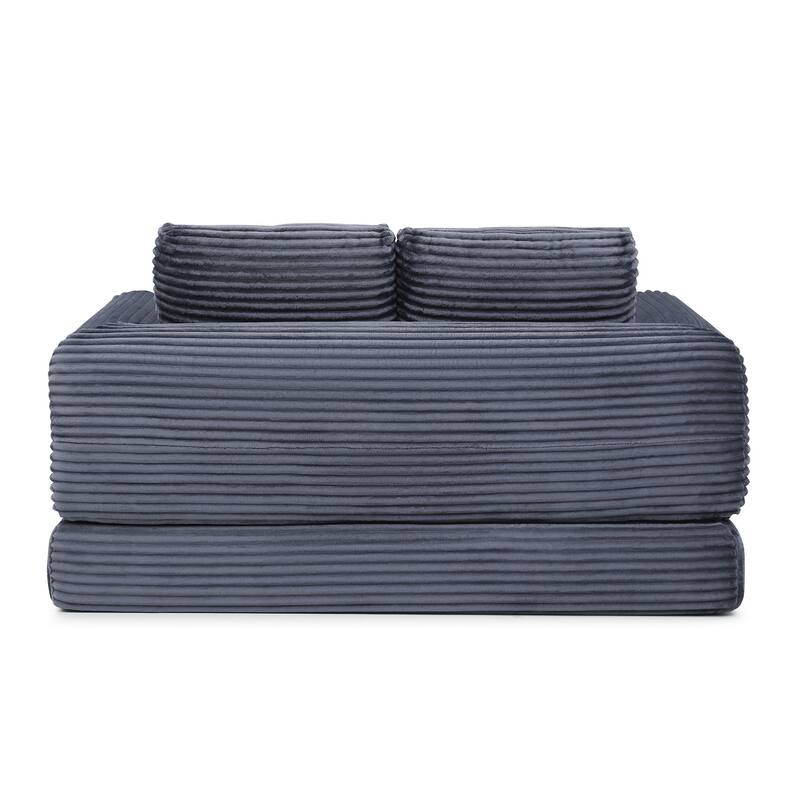 Sofa Bed Grey Sleeper Sofa with 2 Pillows, Upholstered Sofa Couch Loveseat 2-Seater Sofa Couch with Armrests