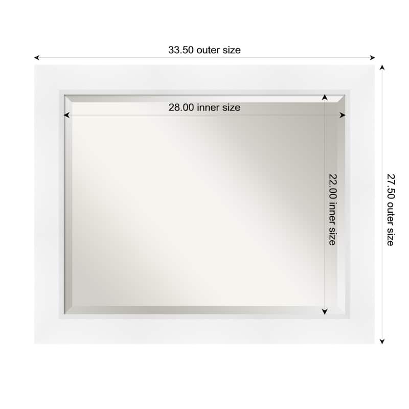 Sloped Beveled Framed Wall Mirror - 34 x 28 in - Sloped White