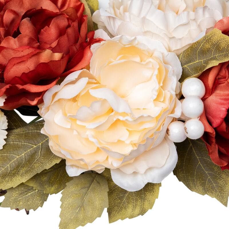 Autumn Harvest Artificial Floral Fall Foliage Twig Wreath with, 21"