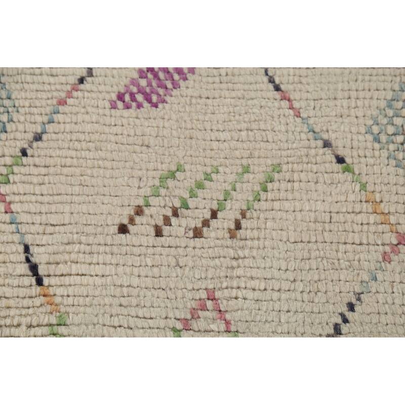 Geometric Moroccan Area Rug Handmade Wool Carpet - 5'10"x 9'9"