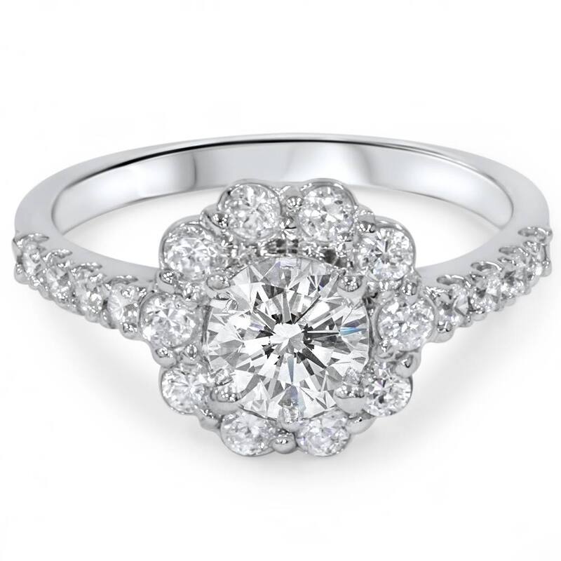 2 1/6ct Diamond Halo Engagement Ring White Gold