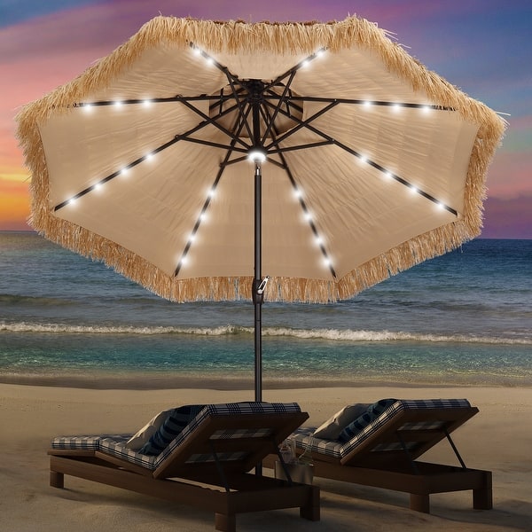 32 in patio umbrella GDY 9 FT 32 LED Thatched Tiki Umbrella, Beach Patio Umbrellas with Center  Light for Patio Garden Beach Pool - Bed Bath & Beyond