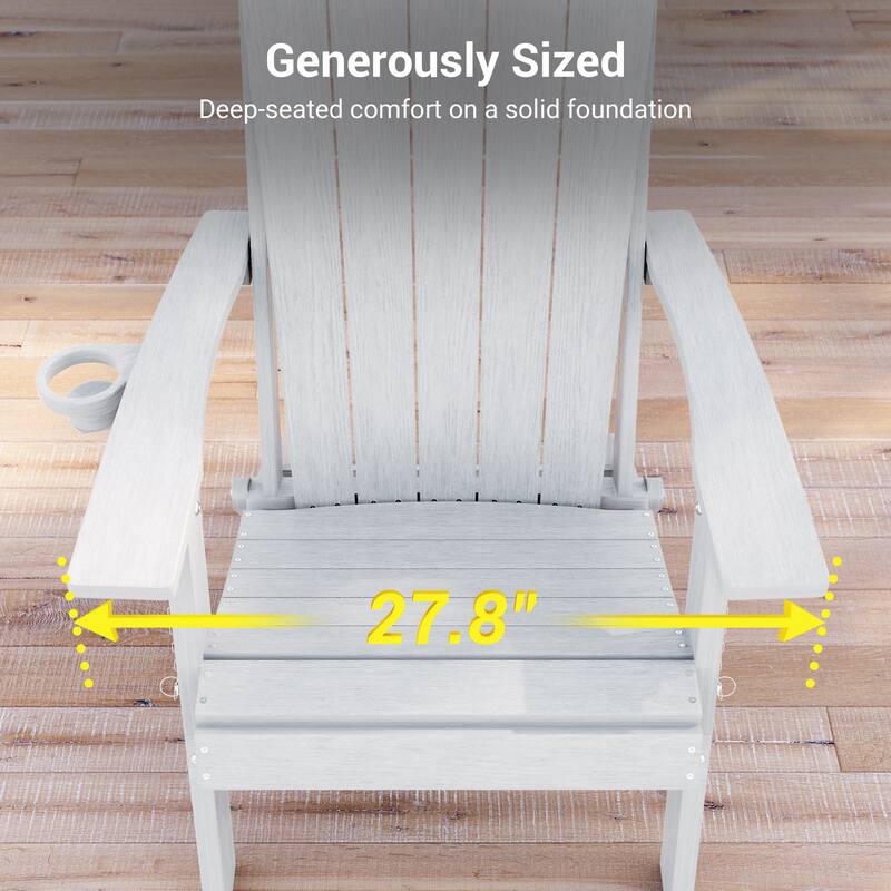 Foldable HDPE Adirondack Chair All-Weather W/ Cup Holder