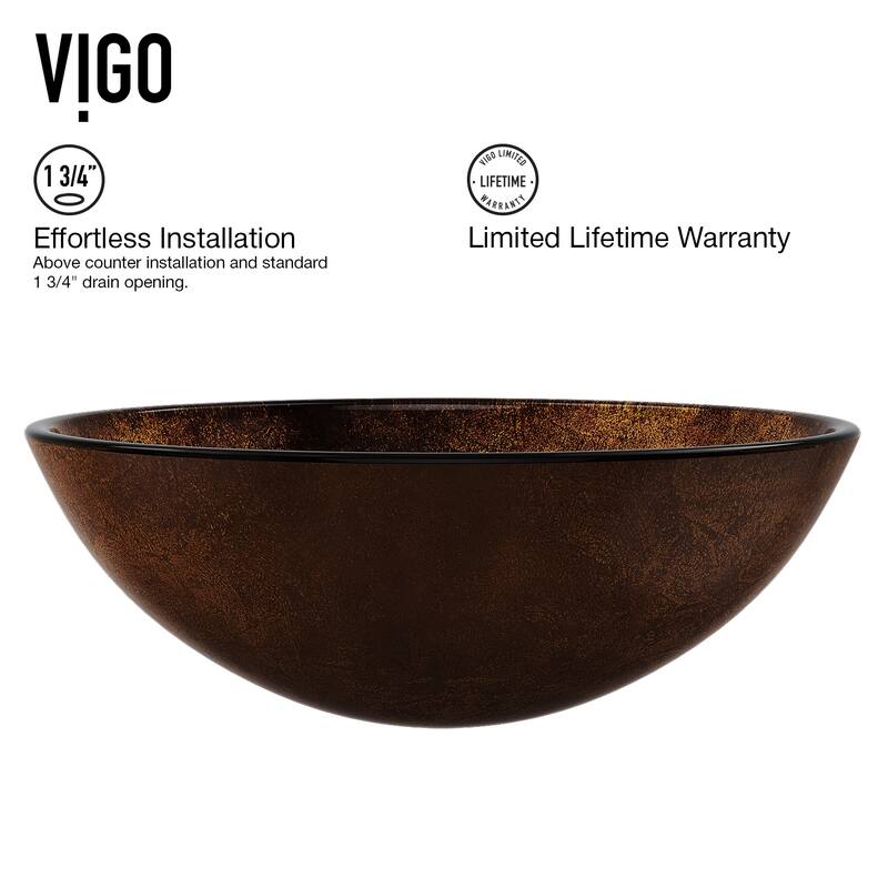 VIGO Giovanni 17"L x 17"W x 6"H Glass Round Vessel Bathroom Sink