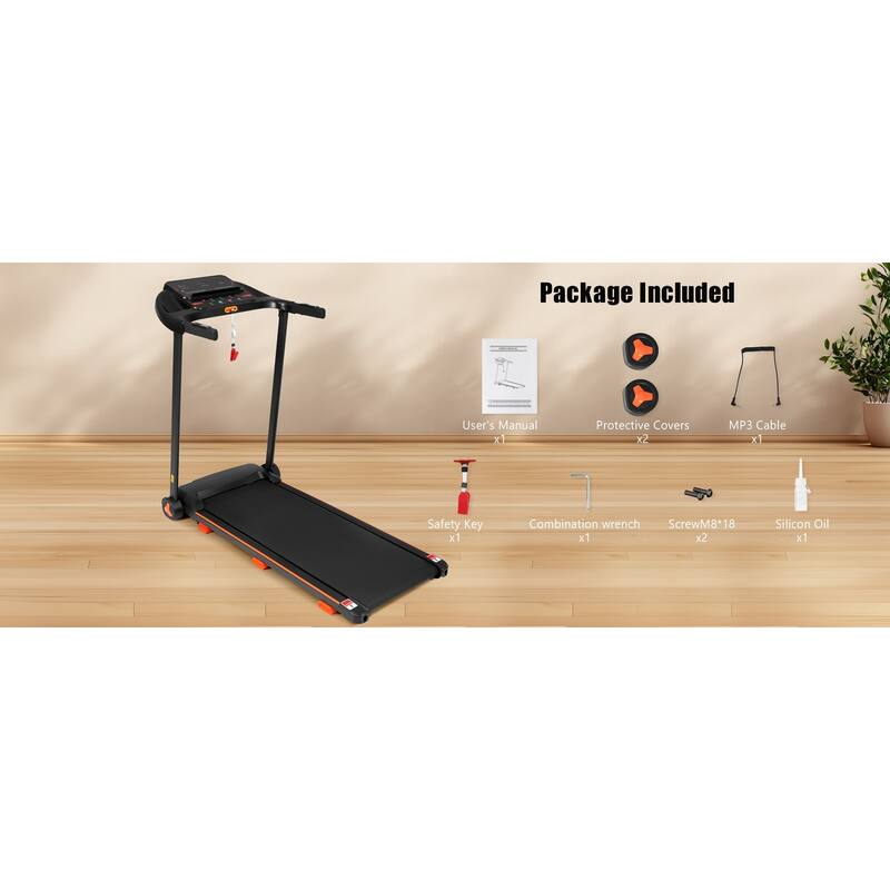 Folding Incline Treadmill with 12 Program, Shock Absorption, USB Charging, 2.5HP Smart Treadmill Home Walking Machine