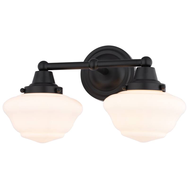VAXCEL Eastgate Bathroom Vanity Wall Light Fixture, White Frosted Opal Glass Schoolhouse Shade, Dimmable, LED Compatible