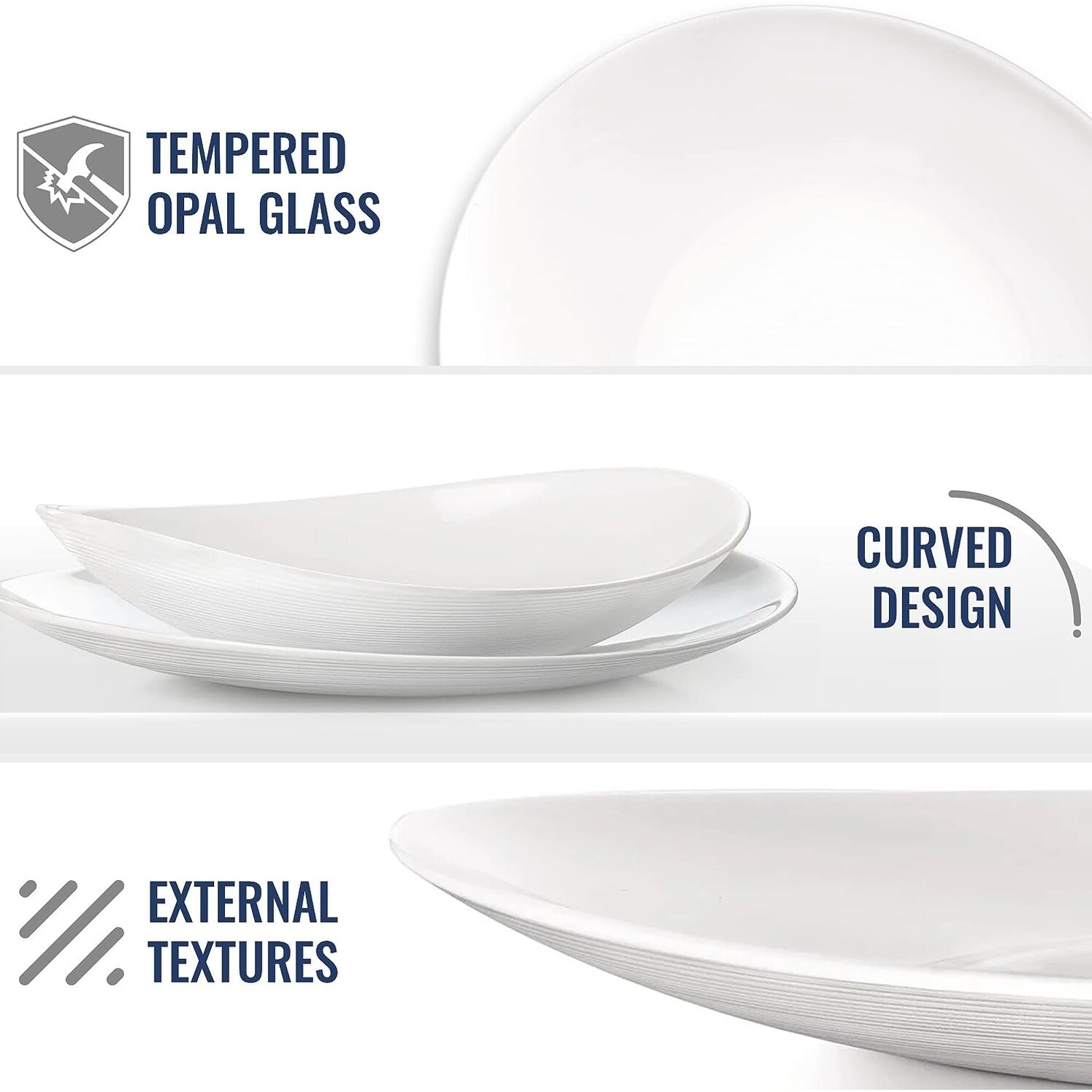 Bormioli Rocco Prometeo Opal Glass Plate Set of 6 Bed Bath