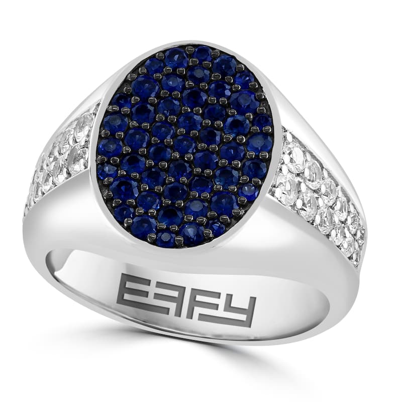 EFFY Men's 925 Sterling Silver White Sapphire Ring - Blue