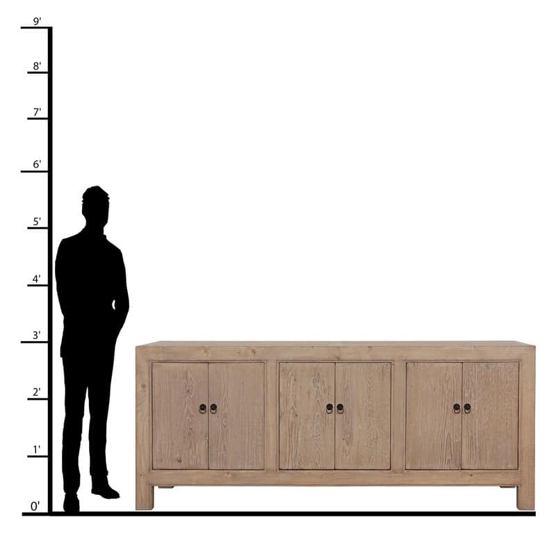 Artissance Reclaimed Wood Shandong Buffet With 6 Drawers, 35.5 Inch Tall, Natural Wood Finish