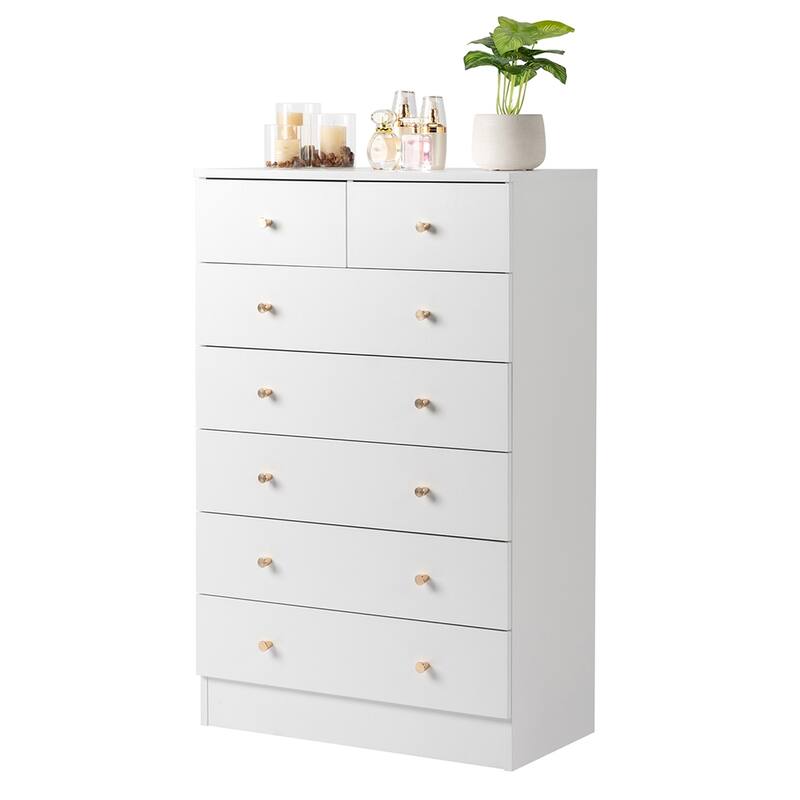 Simple Style Wooden 7-drawer Dresser with Metal Handles