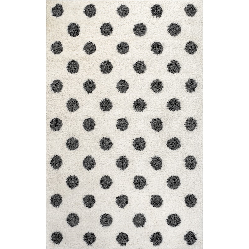 JONATHAN Y Caimari Modern Charcoal Dot Shag Area Rug - 4 X 6 - White/Black