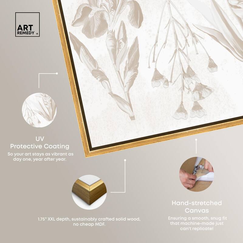 White Pressed Flora Canvas by Art Remedy