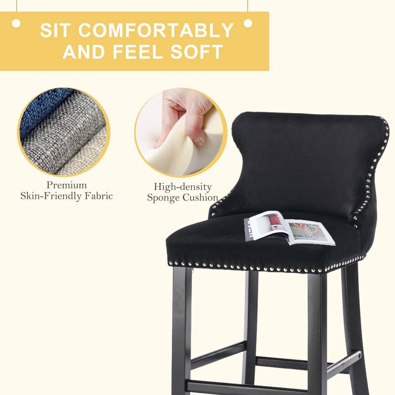 Upholstered Wing Back Bar Stools (Set of 4)