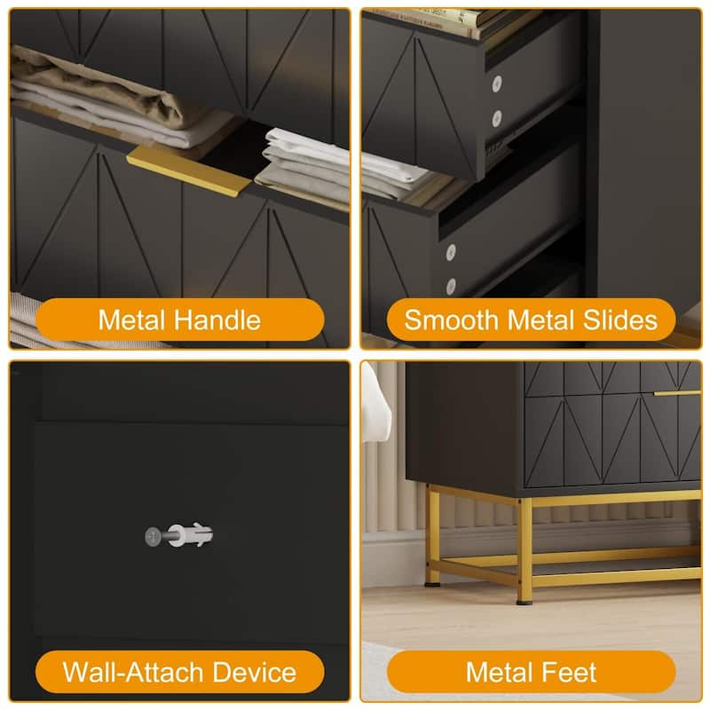 4-Drawer Fabric Dresser, with Wood Top