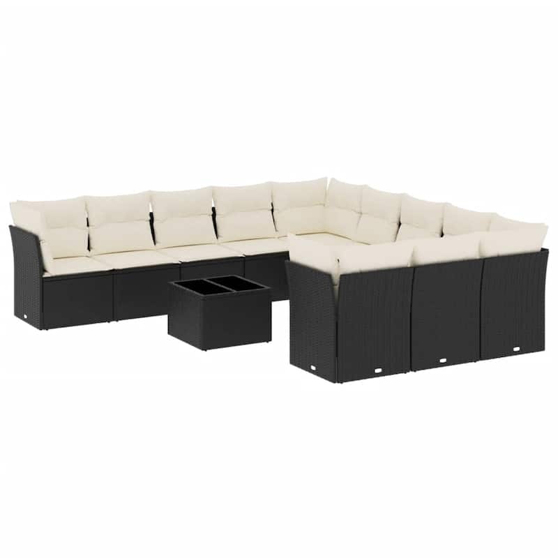 vidaXL Garden Sofa Set Black and Cream - 21.7 x 21.7 x 14.6
