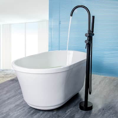 Single Handle Freestanding Tub Filler Floor Mount Bathtub Faucet with Handheld Shower