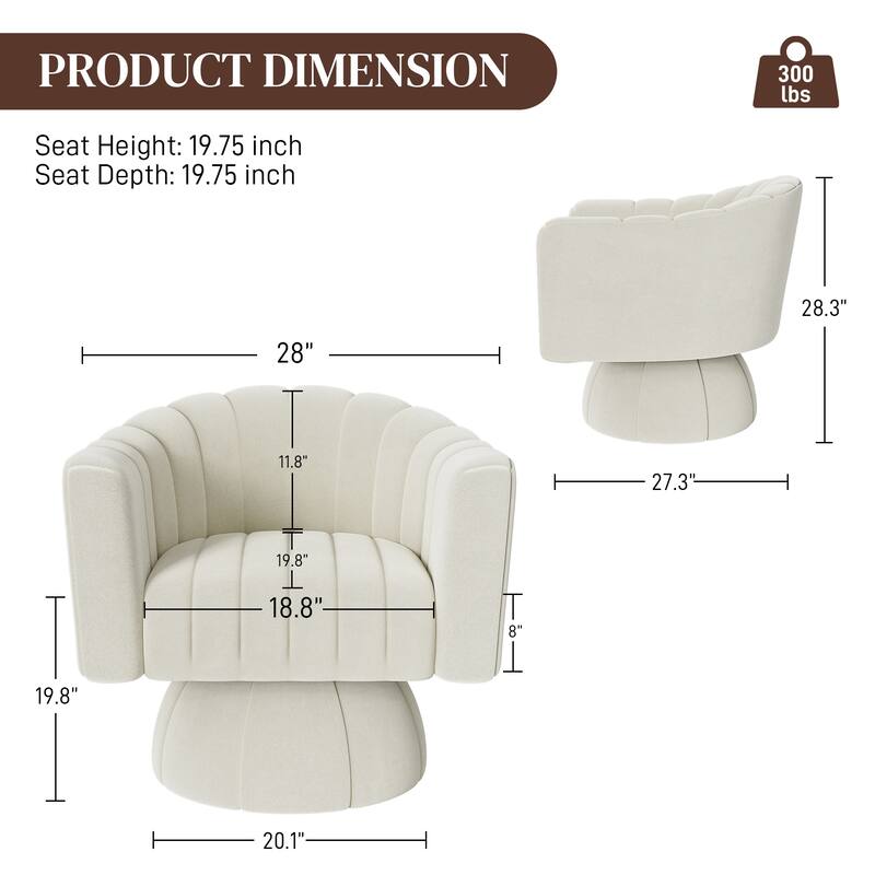 Ouyessir Oversized Modern Upholstered Barrel Chairs