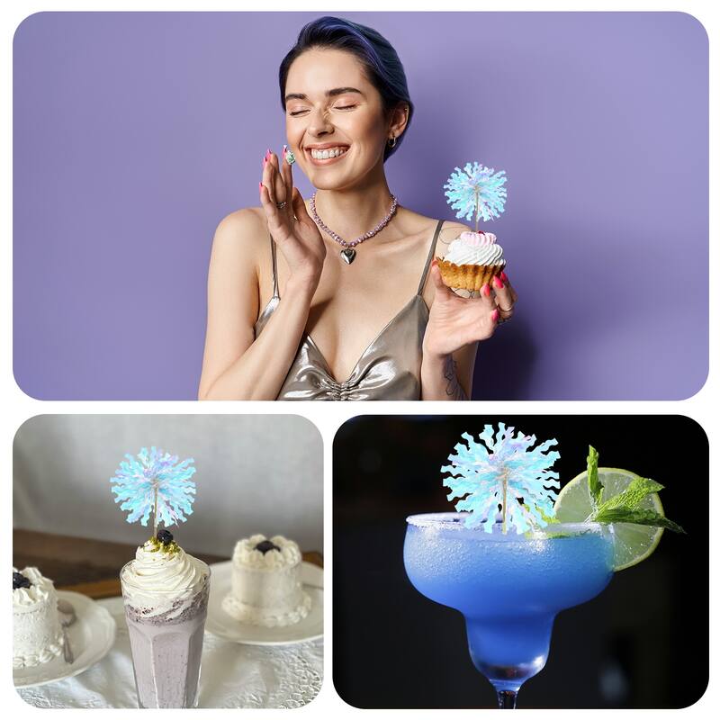 50 Pcs Firework Cupcake Toppers Sparkle Tassel Picks
