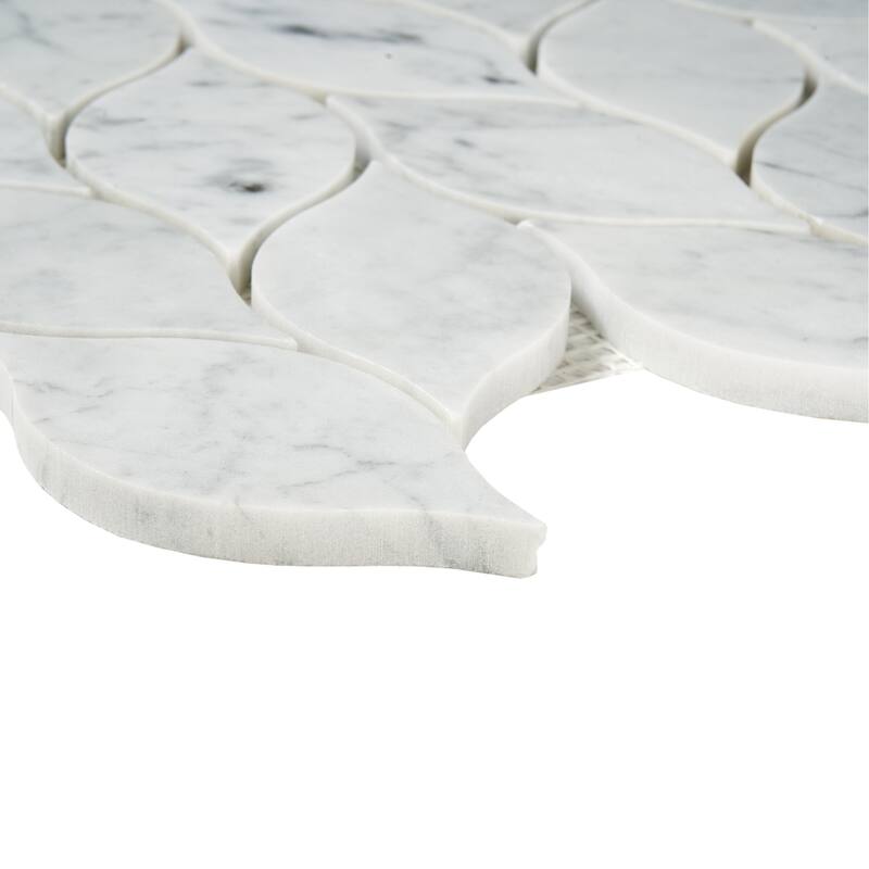 Carrara Marble Leaf Polished Mosaic Tile