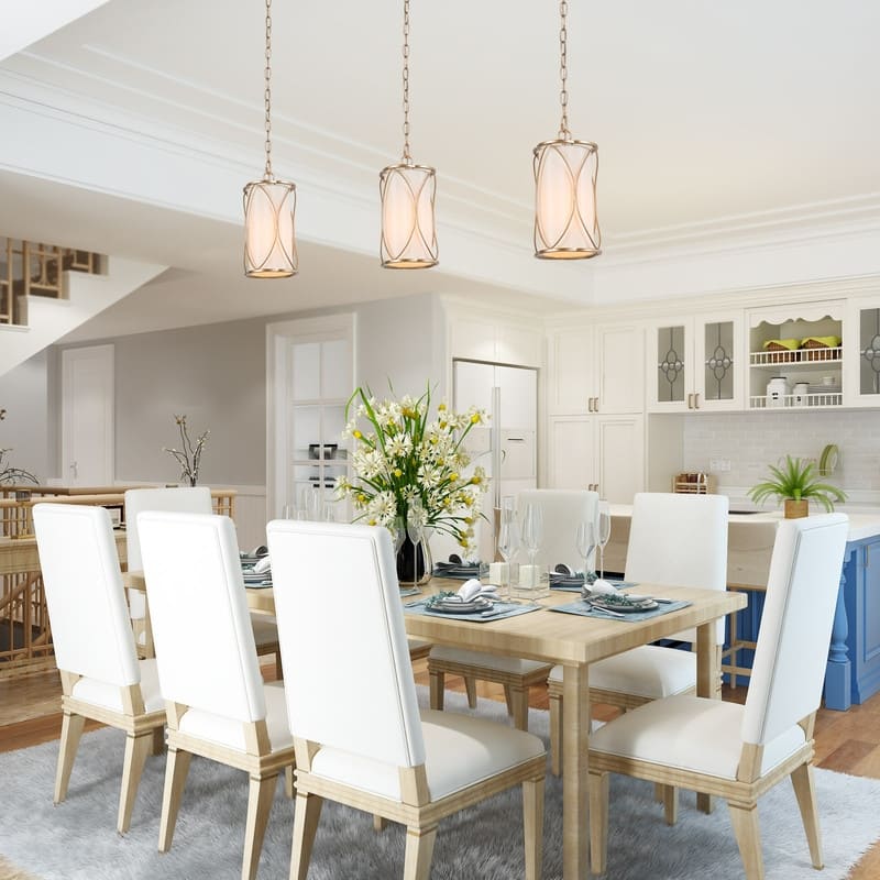 Velus Modern Farmhouse Mini Pendant Cylinder Metal Bronze Cage Kitchen Island Lights for Dining Room - D6.5'' x H72.5''