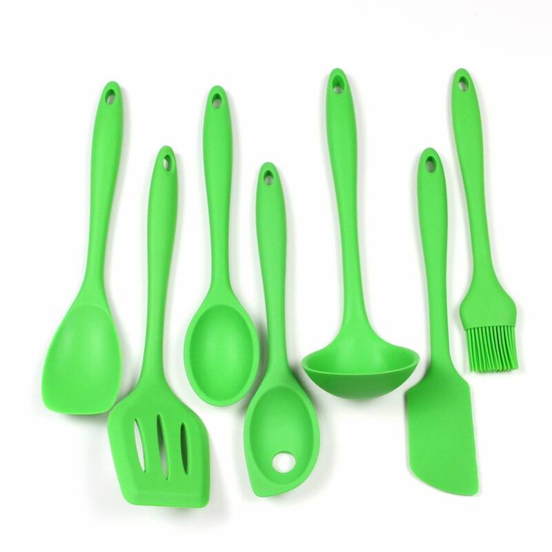 Chef Craft 7 Piece Premium Silicone Kitchen Tool and Utensil Set - Green