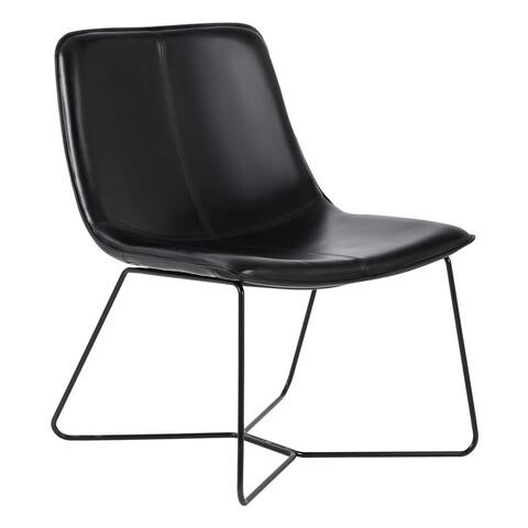 Grayson Accent Chair in Faux Leather with Black Base