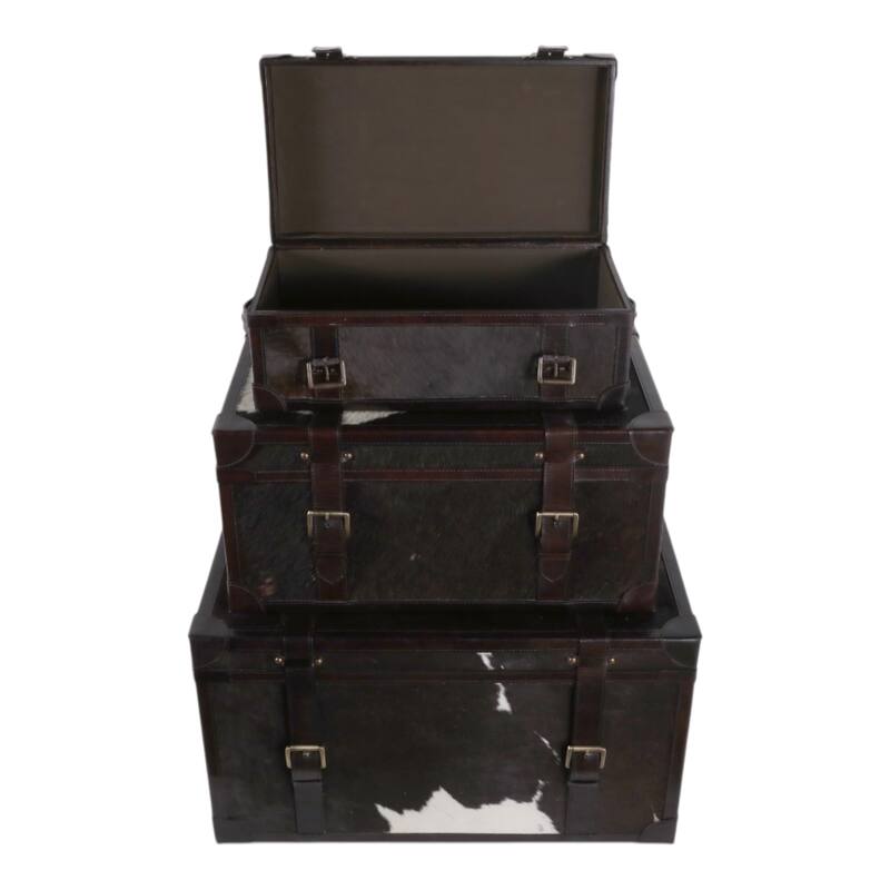 Storage Trunks with Buckle Detail - Set of 3 - 17", 15", 11" Multi - 27.0"