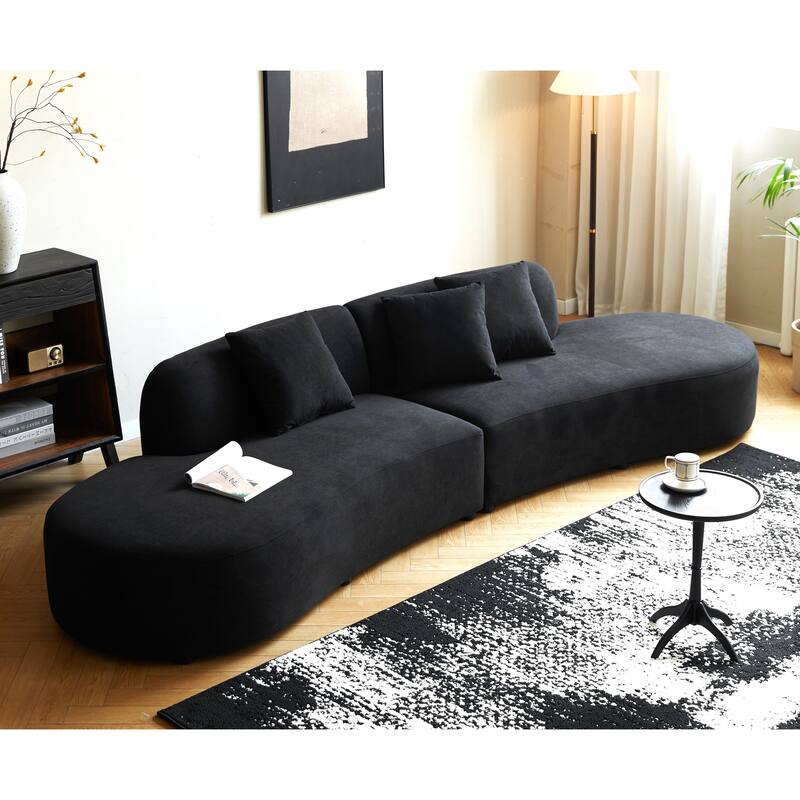 US Pride Furniture 132.3 inch Large Size Elegant Half Moon Design Curved 6-Seat Sofa with High-Density Foam Filled
