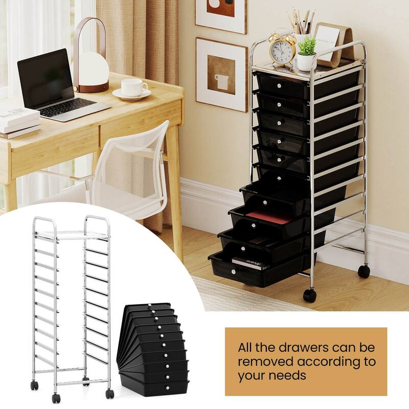 Costway Rolling Storage Cart with Chrome Plated Metal Frame & Lockable - See Details