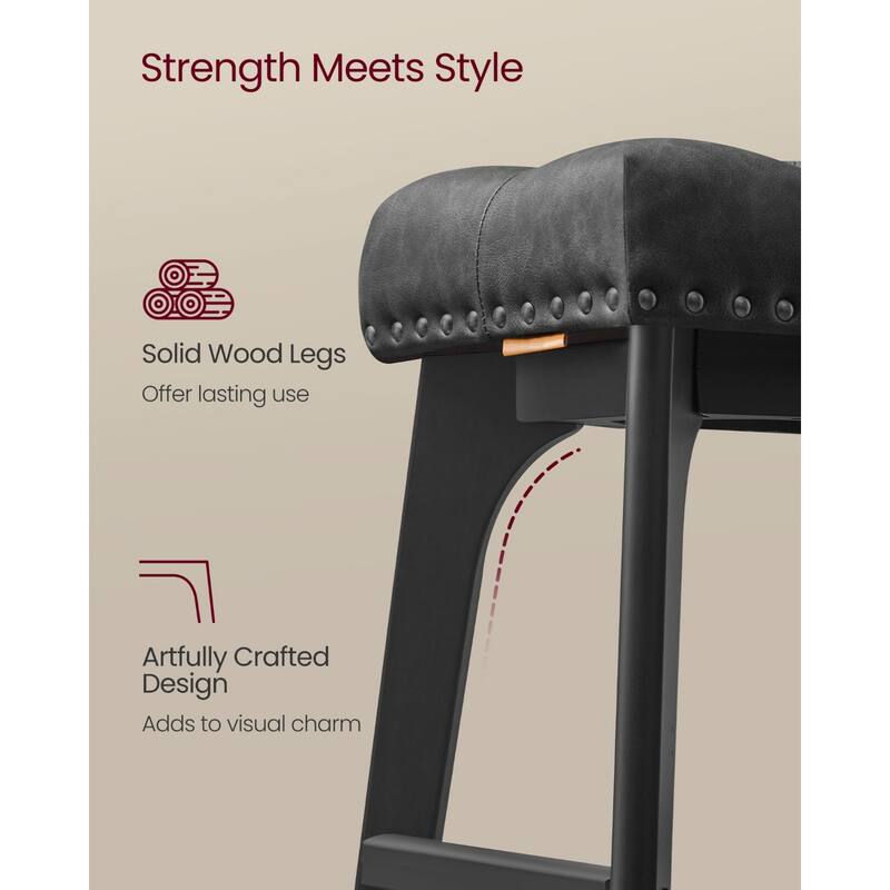 Set of 2 Counter Height Bar Stools Modern Kitchen Barstools with Backrest Perfect for Island or Counter - 12.6"D x 17.3"W x 26"H