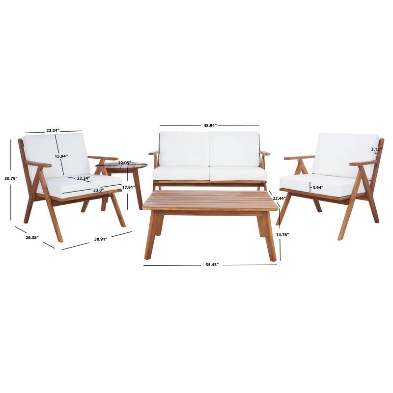 SAFAVIEH Outdoor Adalgisa 5-Piece Outdoor Set - 31W x 31D x 49H