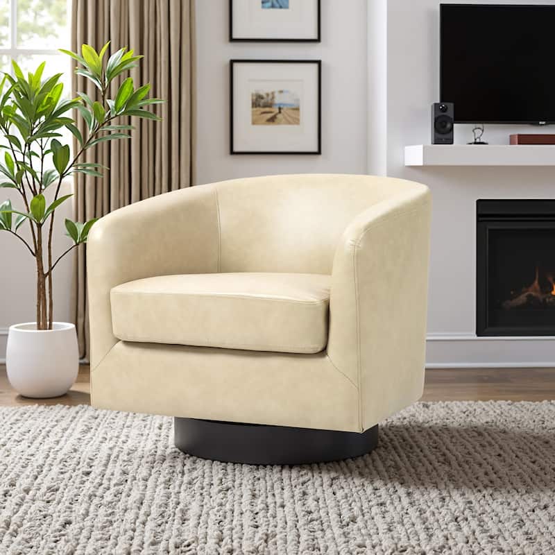 Round Barrel Armchair 360-Degree Swivel Accent Chairs
