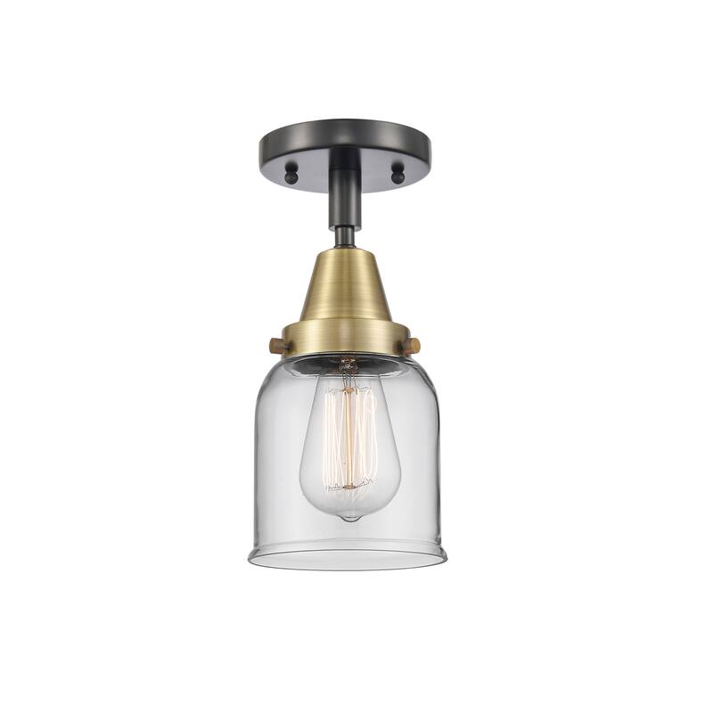 Innovations Lighting Caden Bell - 1 Light 5" Flush Mount - Clear/Black Antique Brass