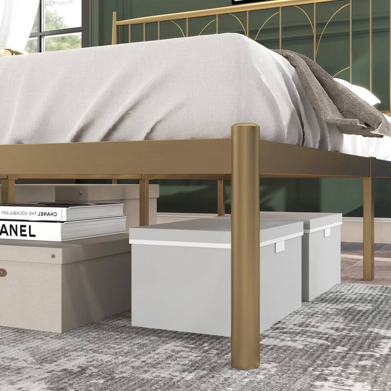 Metal Platform Bed with Exquisite Headboard