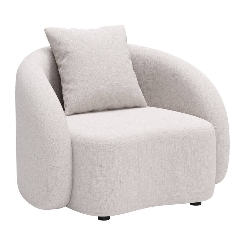 HomeRoots 42" Beige Outdoor Accent Chair with Beige Cushions
