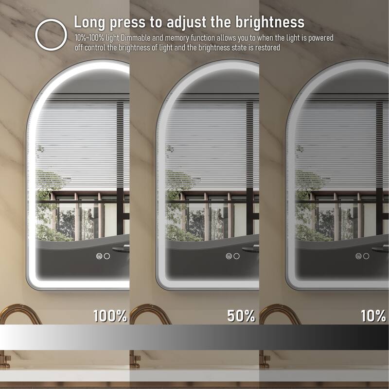 24/28''W X 36''H Wall Mounted Bathroom Framed LED Mirror With Memory Function,Anti-fog,Dimmable