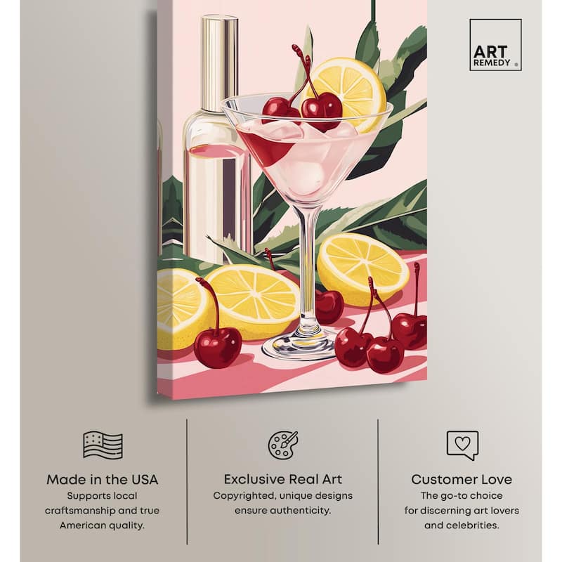 Cherry Lemon Drink Canvas by Art Remedy, Gallery Wrapped