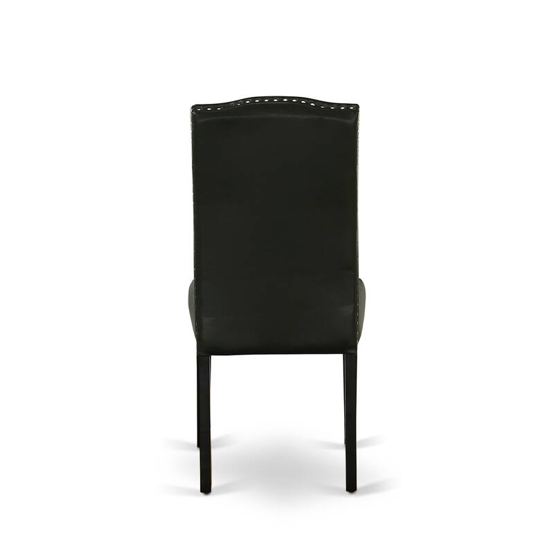 East West Furniture Dining Set- a Dining Table and Black Pu Leather Parson Chairs, Wire brushed Black.(Pieces Options)