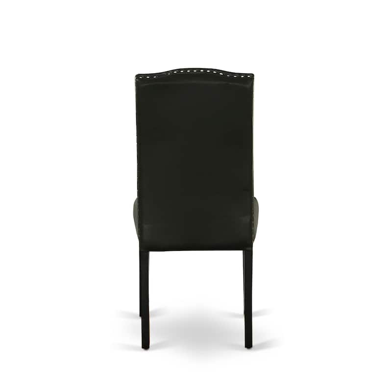 East West Furniture Dining Table Set- a Wooden Table and Black Faux Leather Parsons Chairs, Black(Pieces Options)
