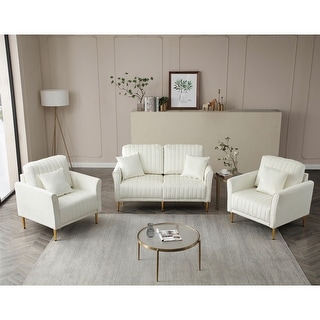 3-Piece Living Room Sofa Couch Sets with 2 Accent Chairs & a Loveseat ...