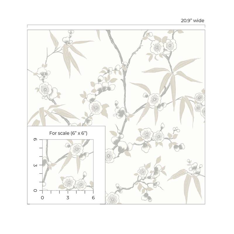 Seabrook Designs Asian Blossom Trail Nonwoven Unpasted Wallpaper