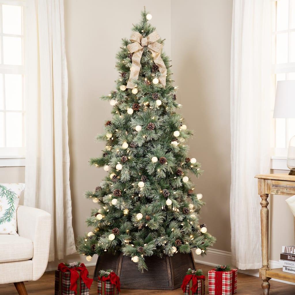 Pre-Lit Medium Artificial Bottle Brush Christmas Tree - 7.5' - Warm White LED Lights - 7.5 Foot