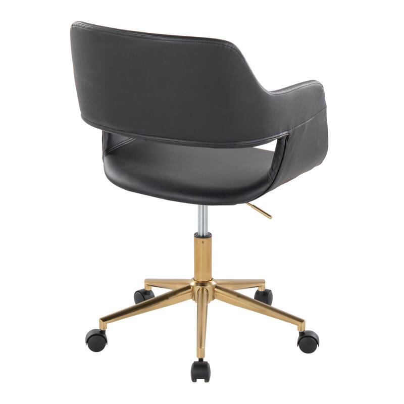 Mid-Century Modern Office Chair in Gold Metal & Cream Velvet, Adjustable Height, 360° Swivel