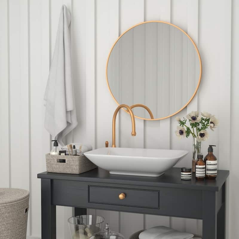 Accent Wall Mount Mirror with Aluminum Frame - Round Wall Mirror