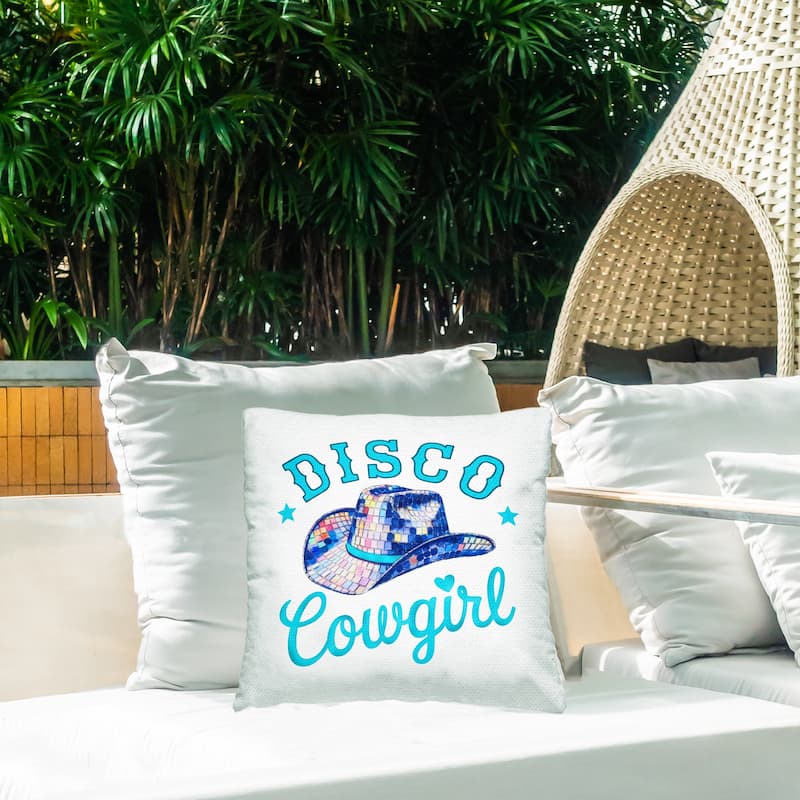 Stupell Turquoise Disco Cowgirl Printed Outdoor Throw Pillow Design by Amanda Greenwood