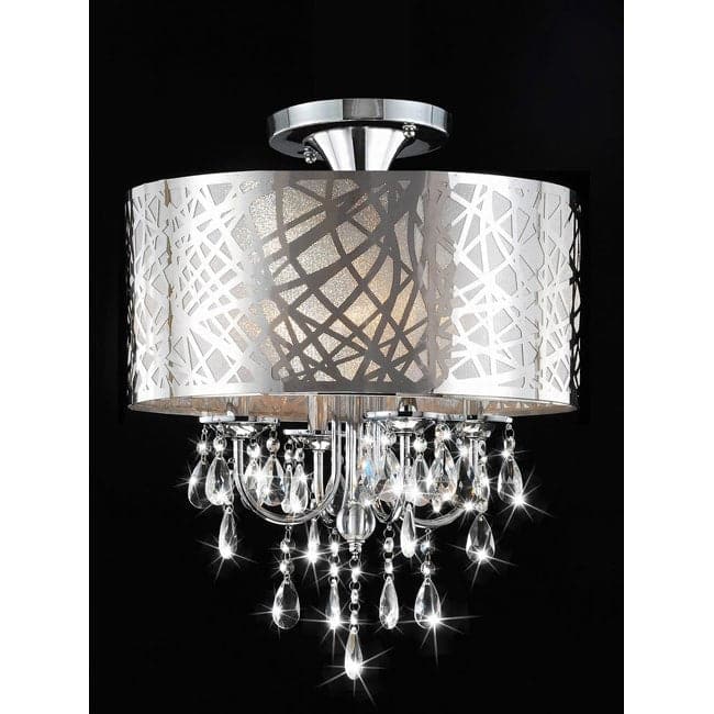 Chrome and Crystal 4-light Flushmount Chandelier