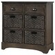 preview thumbnail 29 of 48, 28” Farmhouse Solid Wood Storage Cabinet with Two Drawers and Four Rattan Baskets