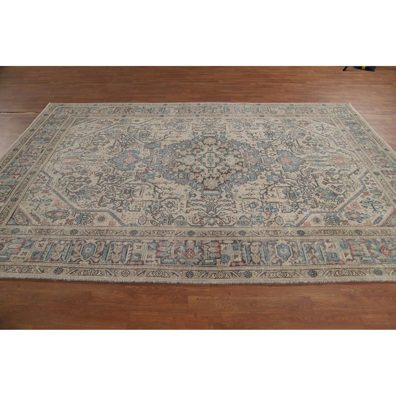 Geometric Tabriz Persian Vintage Area Rug Handmade Wool Carpet - 6'6"x 9'10"