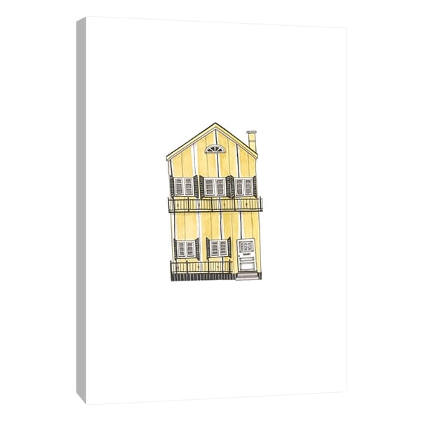 PTM Images 9-105584 PTM Canvas Collection 10" x 8" - "Little Striped Houses Yellow" Giclee Houses Art Print on Canvas
